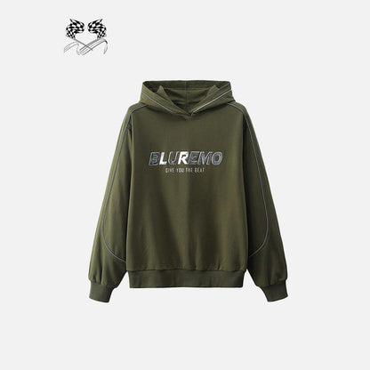Letter Print Wide Collar Hoodie
