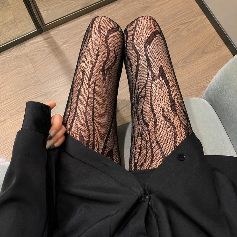 Marble Vein Mesh Tights