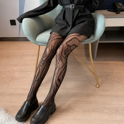 Marble Vein Mesh Tights