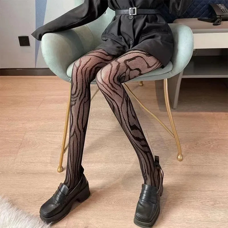 Marble Vein Mesh Tights