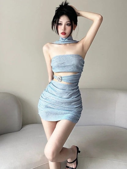 Mermaidcore Glitter Mini Dress