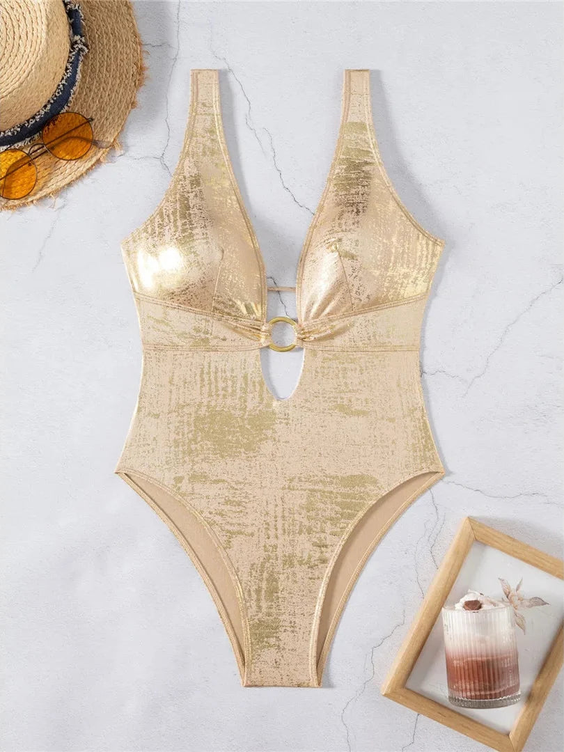 Metallic Gold One Piece Swimsuit