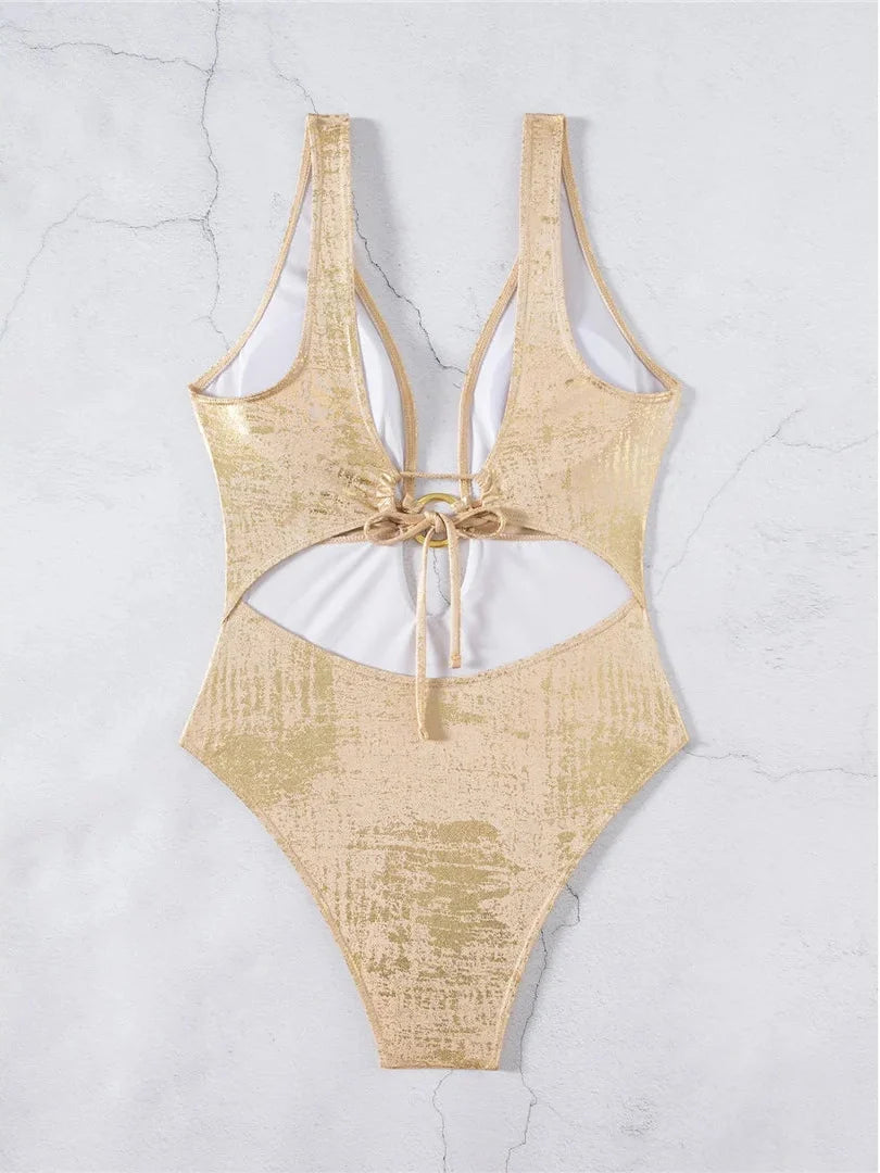 Metallic Gold One Piece Swimsuit