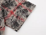 DAXUEN Distressed plaid short-sleeved shirt with embroidery