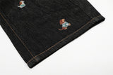 DAXUEN Dark-wash wide-leg jeans with dog embroidery