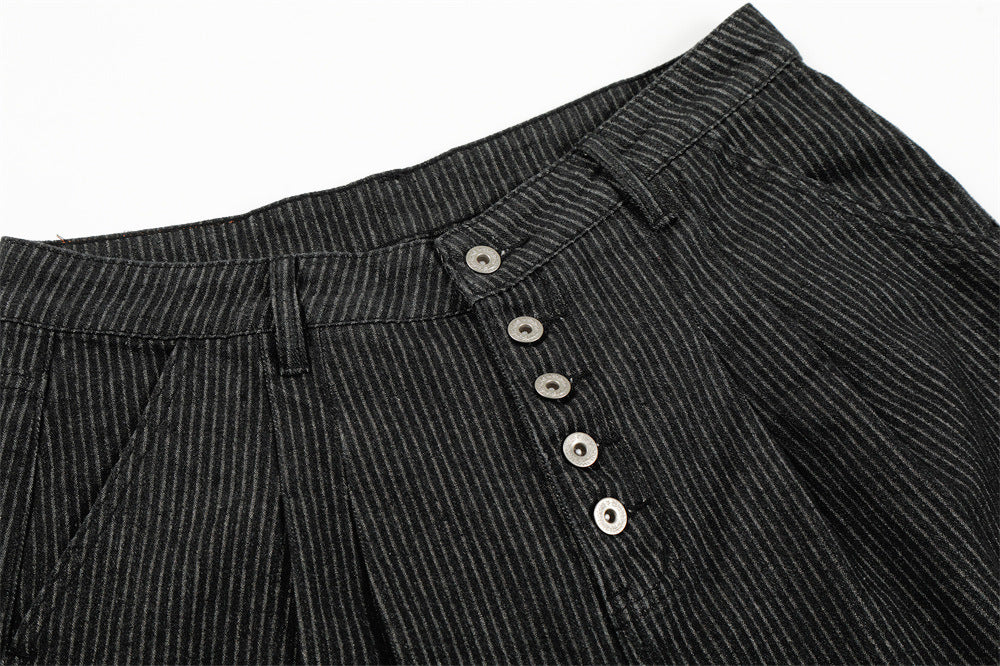 DAXUEN Wide-leg pinstripe trousers in dark charcoal grey