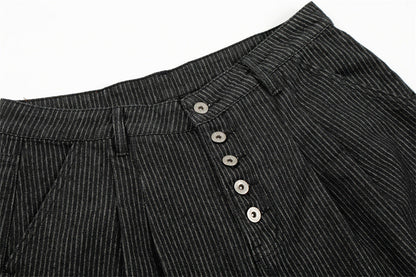 DAXUEN Wide-leg pinstripe trousers in dark charcoal grey