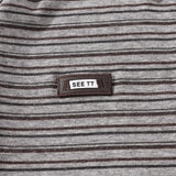 DAXUEN Oversized striped polo shirt with plaid cuffs and patch
