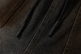 DAXUEN Charcoal grey wide-leg denim shorts with contrast stitching