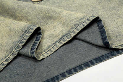DAXUEN Faded denim short-sleeve T-shirt with graphic letters
