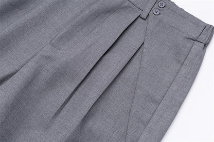 DAXUEN Medium grey wide-leg shorts with pleats and waistband