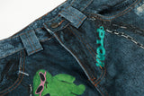 DAXUEN Wide-leg baggy jeans with alien graphic