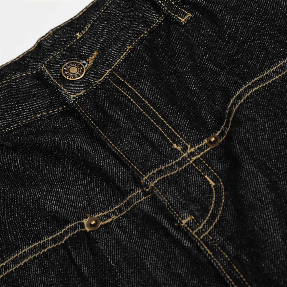 DAXUEN Wide-leg denim jeans with embroidered details