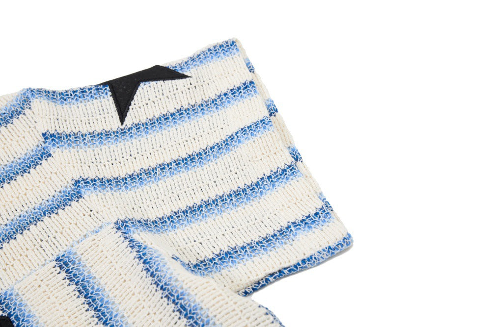 DAXUEN Short-sleeved loose-fitting V-neck top with stripes and graphics