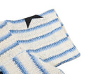 DAXUEN Short-sleeved loose-fitting V-neck top with stripes and graphics