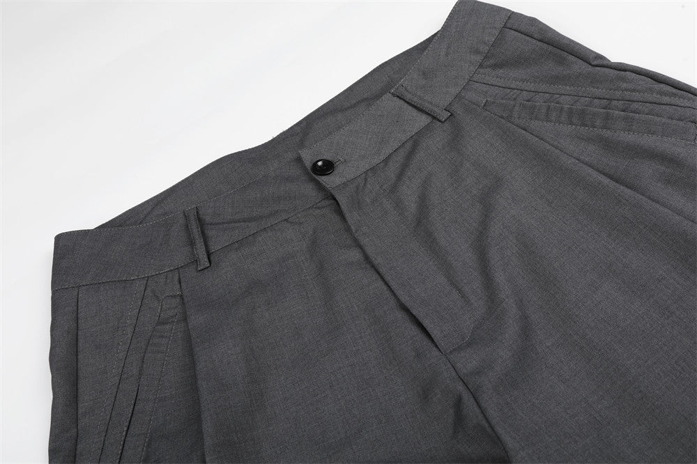 DAXUEN Men's tailored wide-leg trousers in dark grey and black