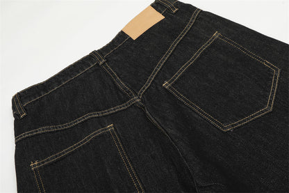 DAXUEN Wide-leg high-waisted denim pants with contrast stitching