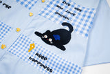 DAXUEN Short-sleeved button-up shirt with cat embroideries