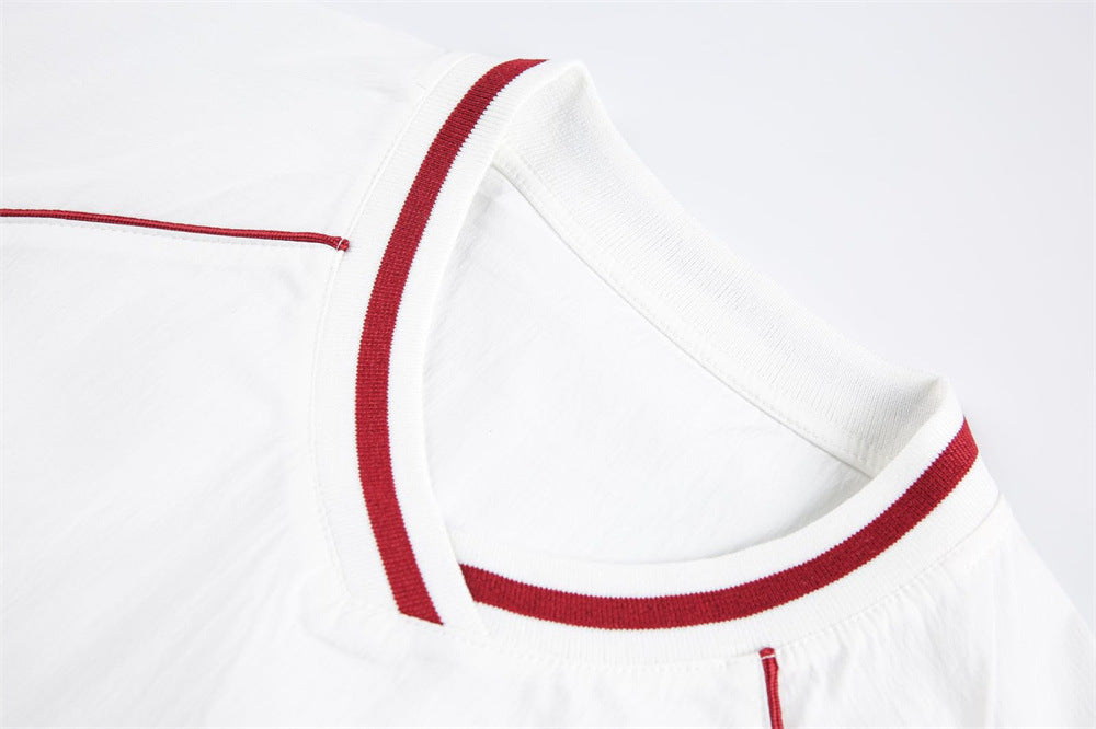 DAXUEN Oversized V-neck graphic t-shirt with drawstring hem