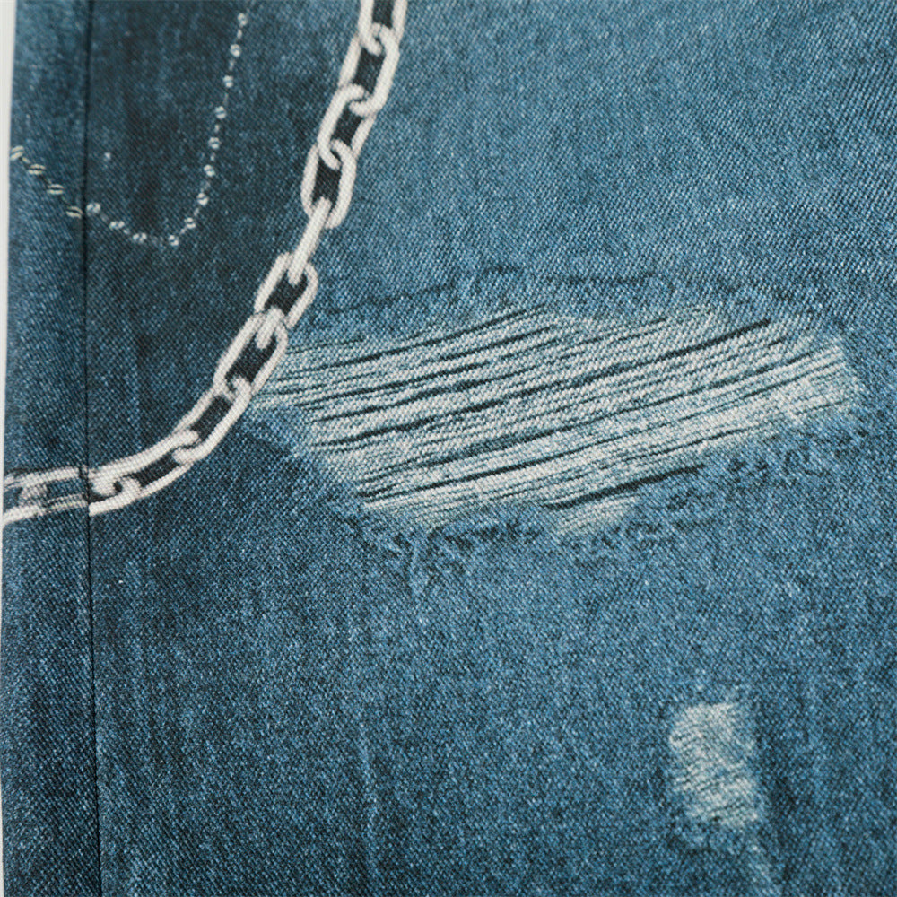 DAXUEN Baggy wide-leg denim jeans with graphic prints