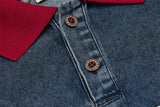 DAXUEN Relaxed-fit short-sleeved denim polo shirt