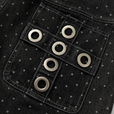DAXUEN Dark grey wide-leg cropped cargo pants with polka dots