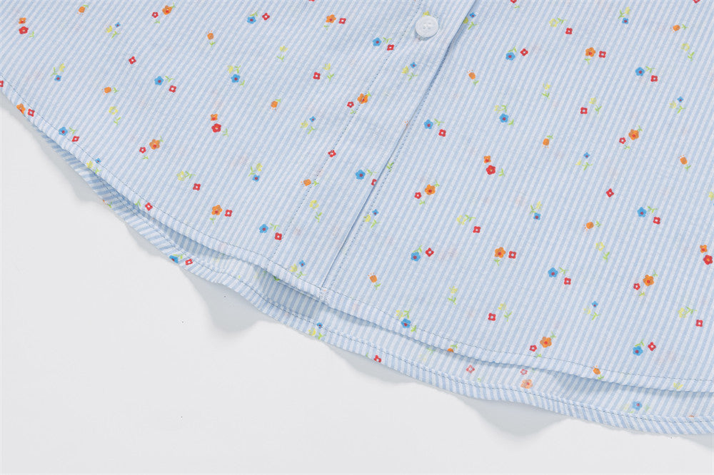 DAXUEN Relaxed-fit short-sleeved floral print button-up shirt