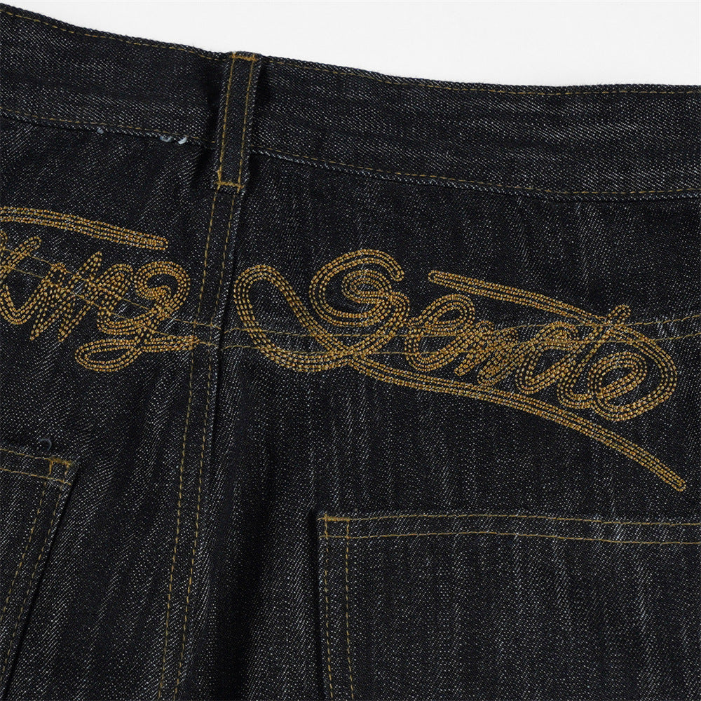 DAXUEN Wide-leg loose-fit indigo denim jeans