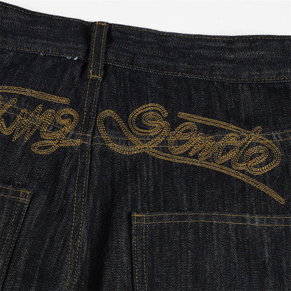 DAXUEN Wide-leg loose-fit indigo denim jeans