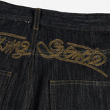 DAXUEN Wide-leg loose-fit indigo denim jeans