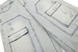 DAXUEN Men's loose-fit wide-leg acid-washed cargo shorts