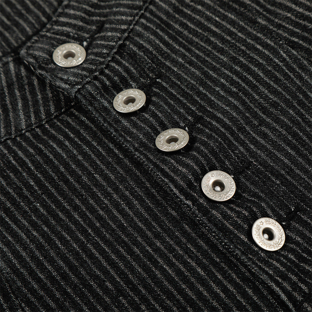 DAXUEN Wide-leg pinstripe trousers in dark charcoal grey