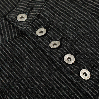 DAXUEN Wide-leg pinstripe trousers in dark charcoal grey