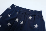 DAXUEN Navy blue wide-leg sweatpants with star and skyline graphics