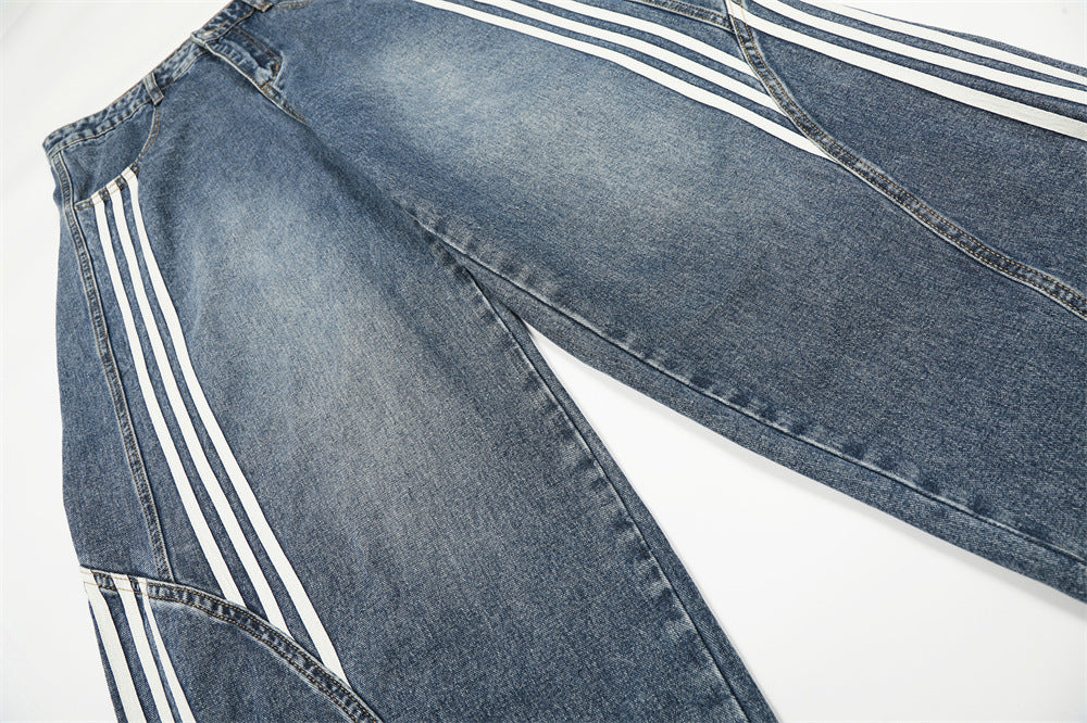 DAXUEN Loose wide leg denim jeans with stripes