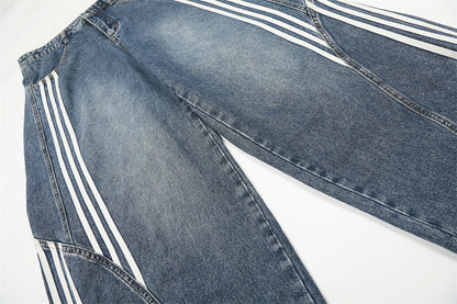 DAXUEN Loose wide leg denim jeans with stripes