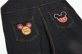 DAXUEN Smiling mouse embroidered denim overalls