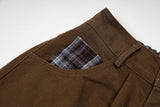 DAXUEN Wide-leg pants with cartoon character embroidery and plaid fabric