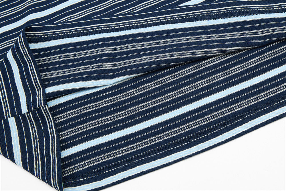DAXUEN Navy and light blue striped polo shirt