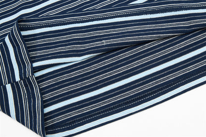 DAXUEN Navy and light blue striped polo shirt