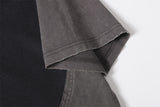 DAXUEN Asymmetrical panel t-shirt in charcoal grey and dark waffle knit
