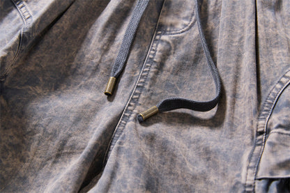 DAXUEN Wide-leg cargo shorts in faded grey-blue denim