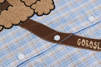 DAXUEN Poodle appliqué plaid button-up shirt