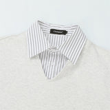 DAXUEN Layered V-neck short sleeve top with striped inner shirt