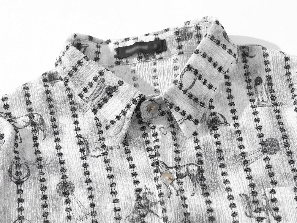 DAXUEN Short-sleeve button-up shirt with abstract graphics
