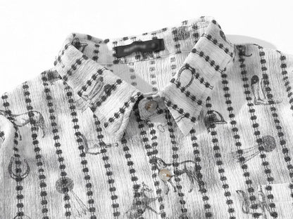 DAXUEN Short-sleeve button-up shirt with abstract graphics