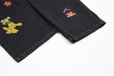 DAXUEN Smiling mouse embroidered denim overalls