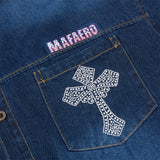 DAXUEN Oversized denim button-up shirt with reflective designs