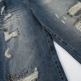 DAXUEN Away End Studded Distressed Wide Jeans