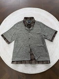 DAXUEN Layered plaid short-sleeved casual shirt